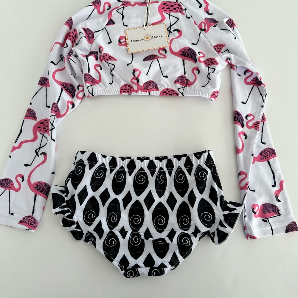 Girls 2 Pc Flamingo Swim Set - Picture 3 of 6